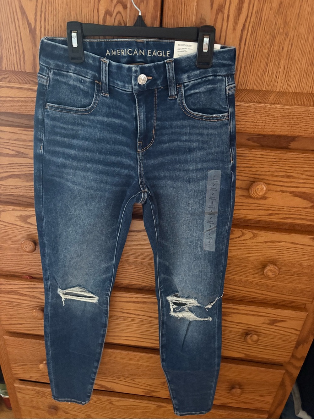 American Eagle Outfitters Women's Ripped Skinny Jeans - Blue Wash